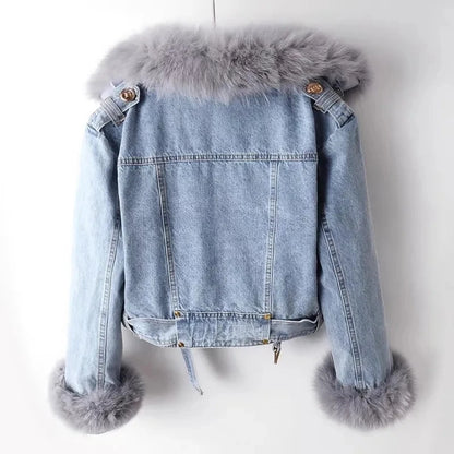Willow | Faux fur collar denim jacket