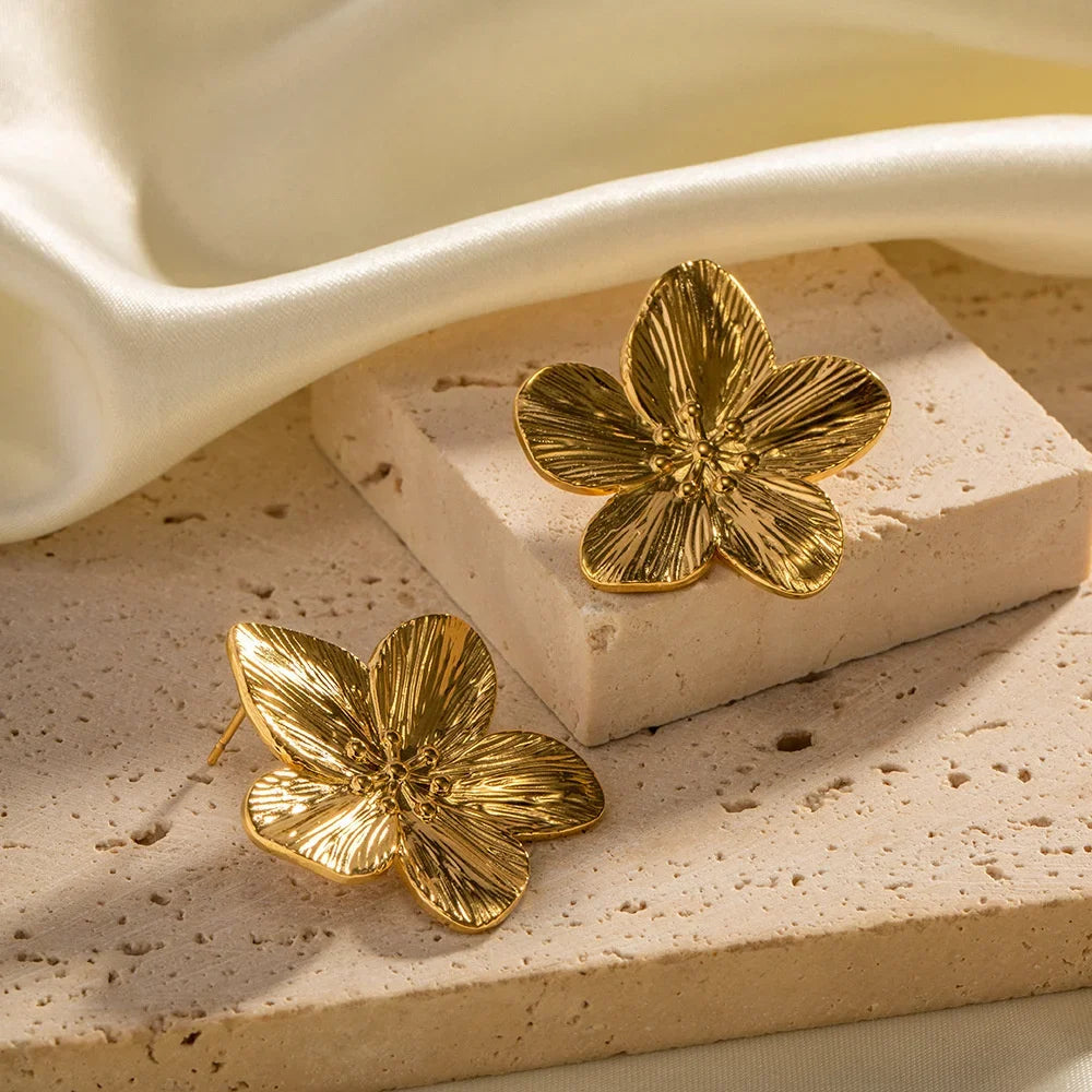Classic Rose Gold Flower Earrings
