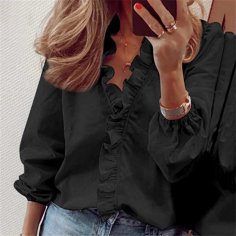 Women's Chiffon Blouse with Flirty Ruffles