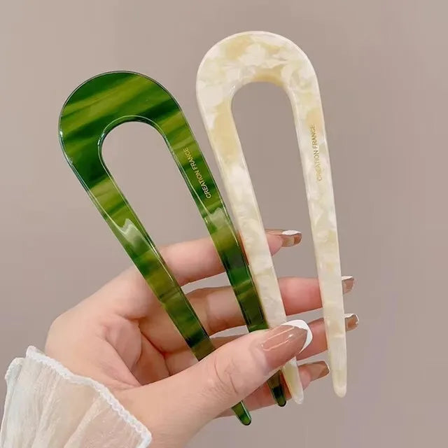 Chic Marble Hair Clips for Women Bun Maker