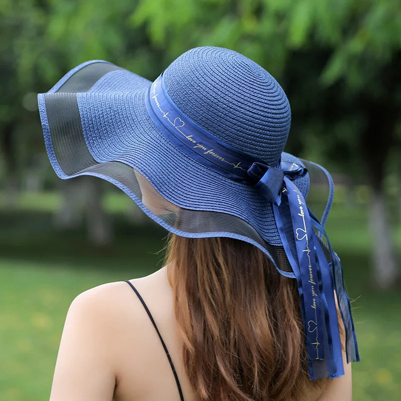 Variant image for Breezy | Wide Brimmed Straw Beach Hat for Sun Protection-1