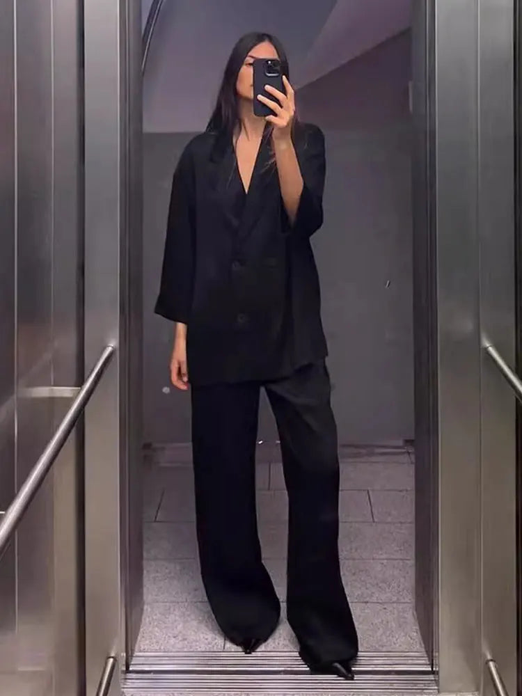 Autumn Elegance | Women's Suit Blazer and Trousers Set-2