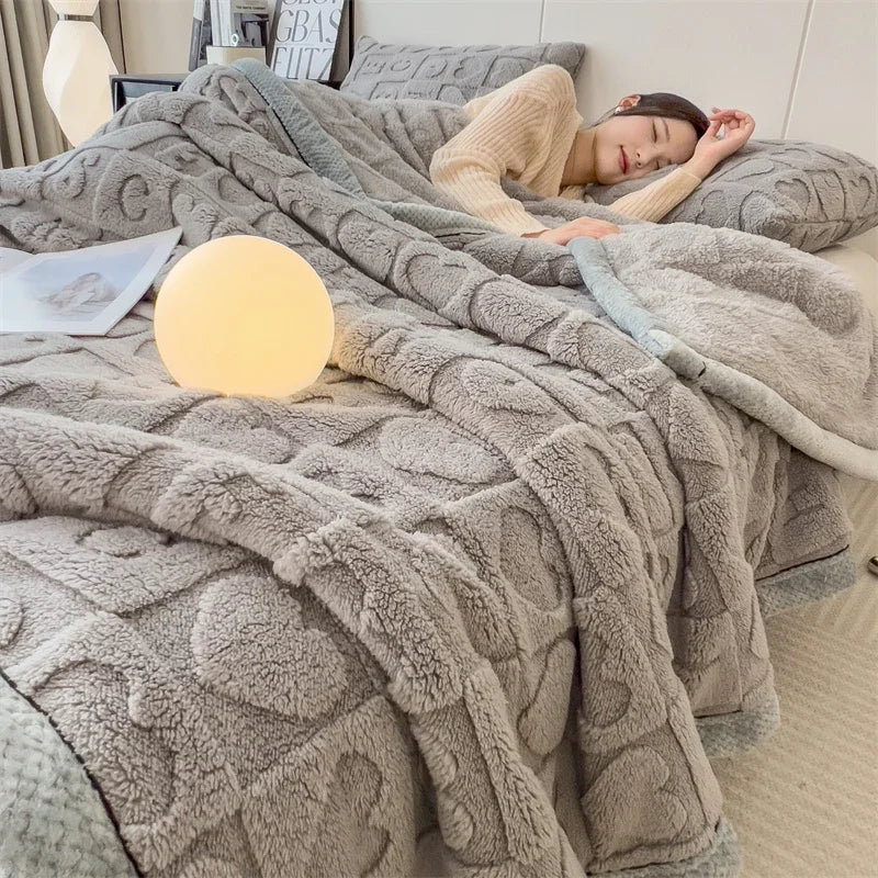 Plush Fuzzy Valentine Thick Throw Blanket