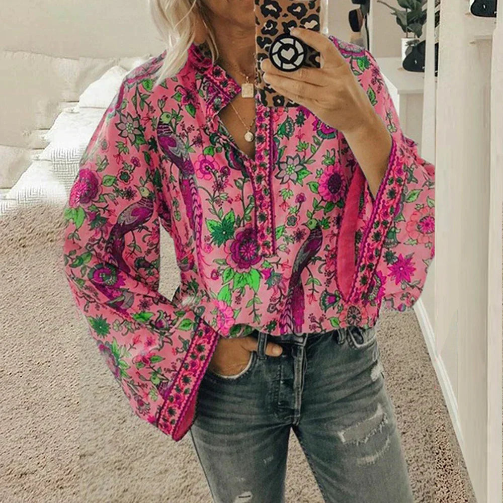 Vibrant Summer Peasant Top for Ladies - Luxivelle