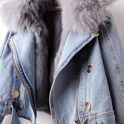 Willow | Faux fur collar denim jacket