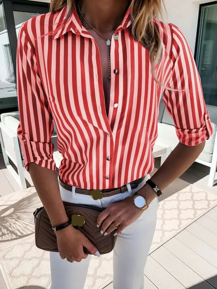 Ladies' Classic Horizontal Breasted Short-Sleeve Top