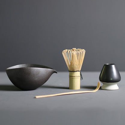 Traditional Japanese Matcha Tea Set with Whisk and Bowl