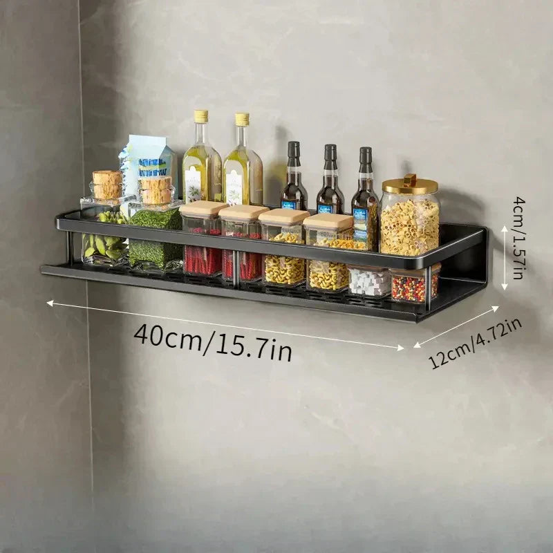 Space-Saving Kitchen Storage Rack with Tool Hooks