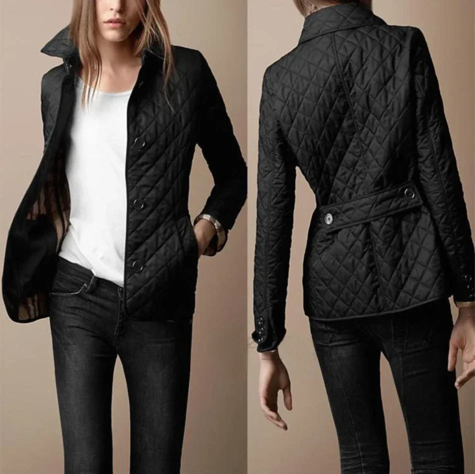 Classic Padded Women's Coat with Button Down Front - Luxivelle