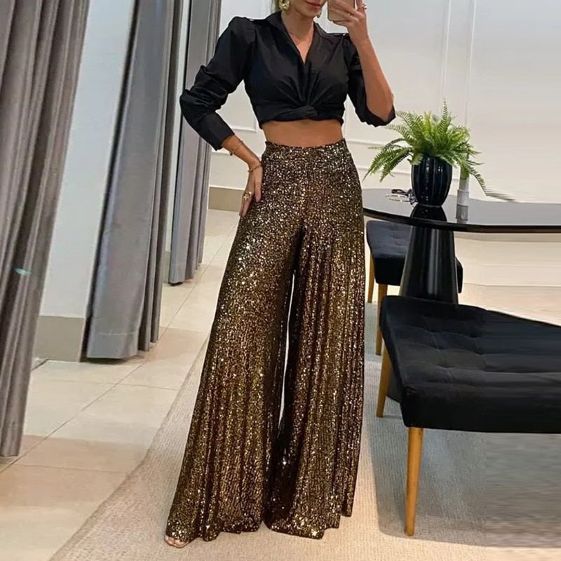 Sparkly Loose Fit Women's Trousers