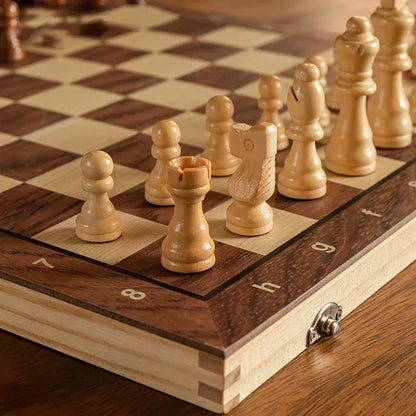 Portable Wooden Chess Board Set - Compact & Travel Size