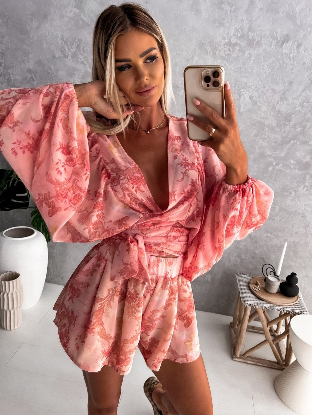 Ladies' Pretty Floral Sleeve Jumpsuit Romper