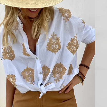 Women's Casual Comfort Fit Button Shirt - Luxivelle