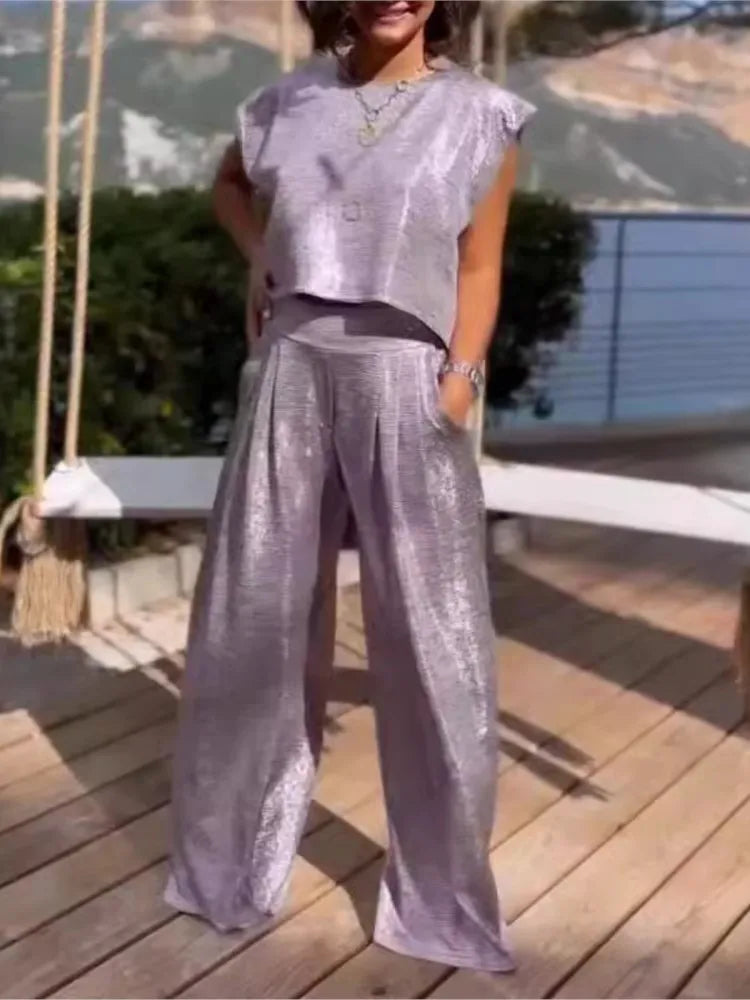 Ladies' Tank Top and Wide Leg Pants Set