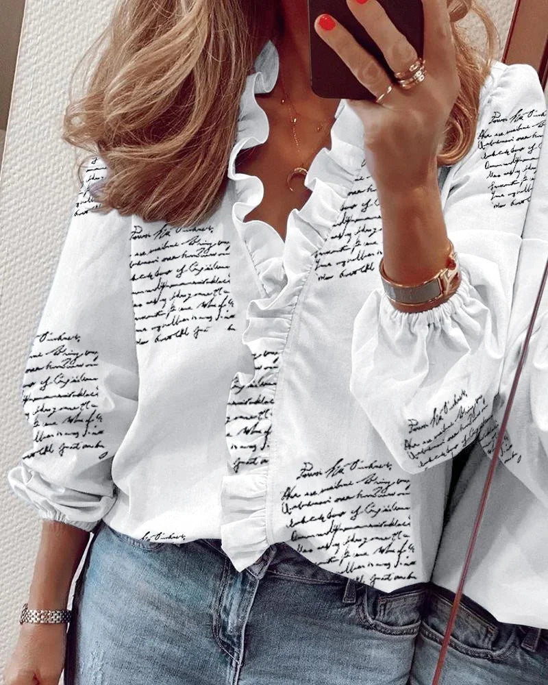 Women's Chiffon Blouse with Flirty Ruffles