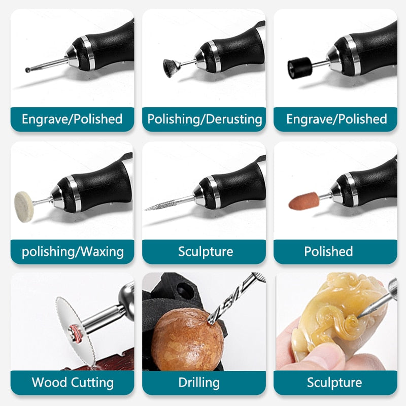 Portable Electric Engraving Tool Kit for Metal and Wood