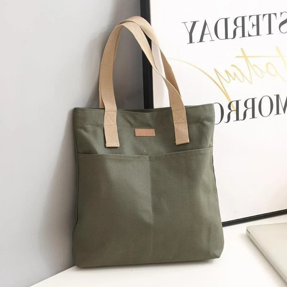 Variant image for Cora | Canvas Tote Bag - Large Capacity Beach Bag-2