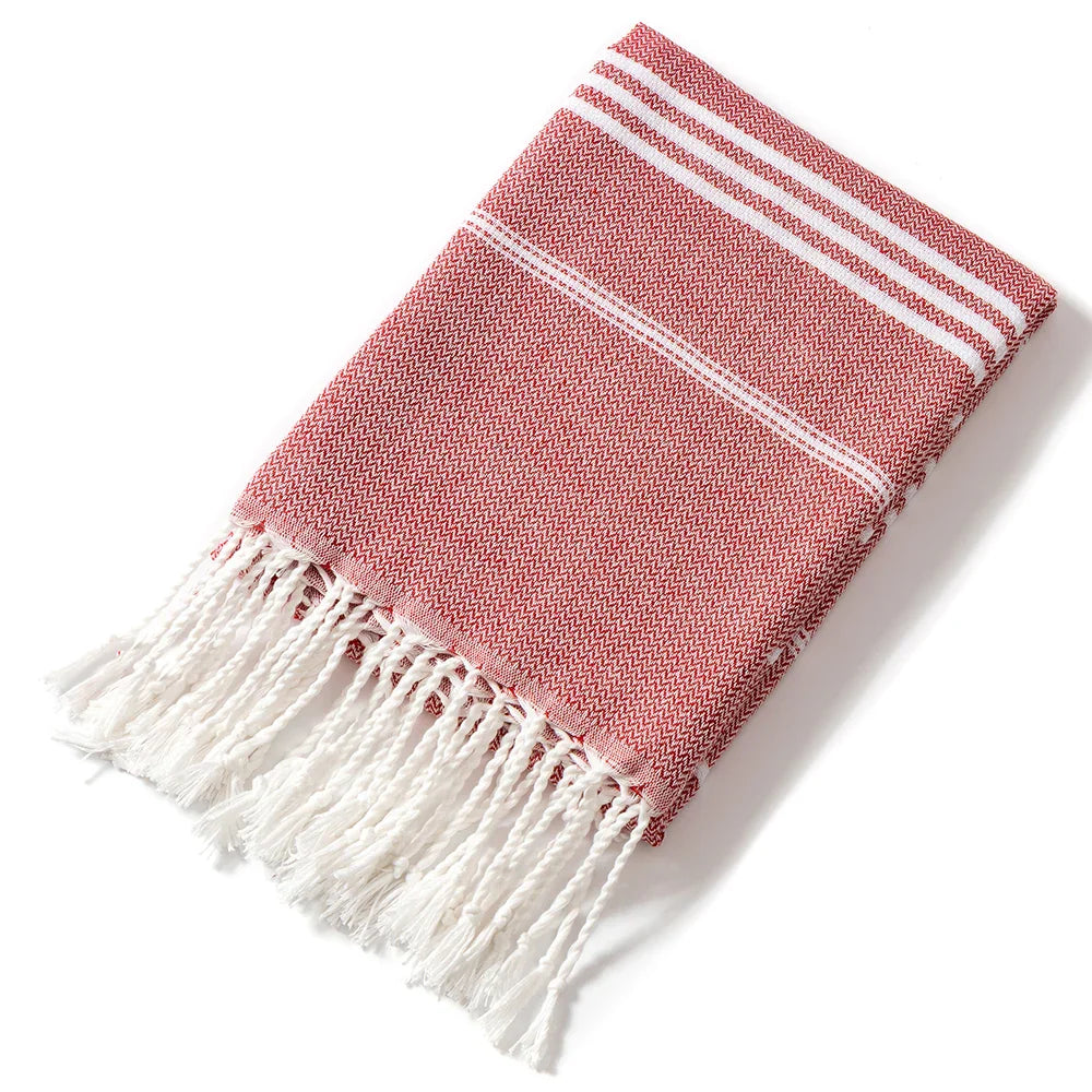 Colorful Beach Towels with Tassels, Striped Bath Towels