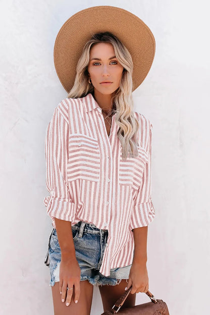 Ladies Classic Breasted Stripe Shirt - Luxivelle