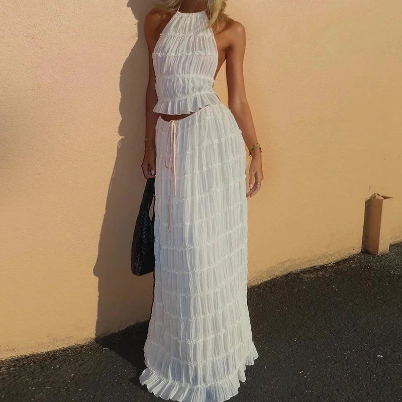 Bella | 2 Piece White Beach Outfit-3