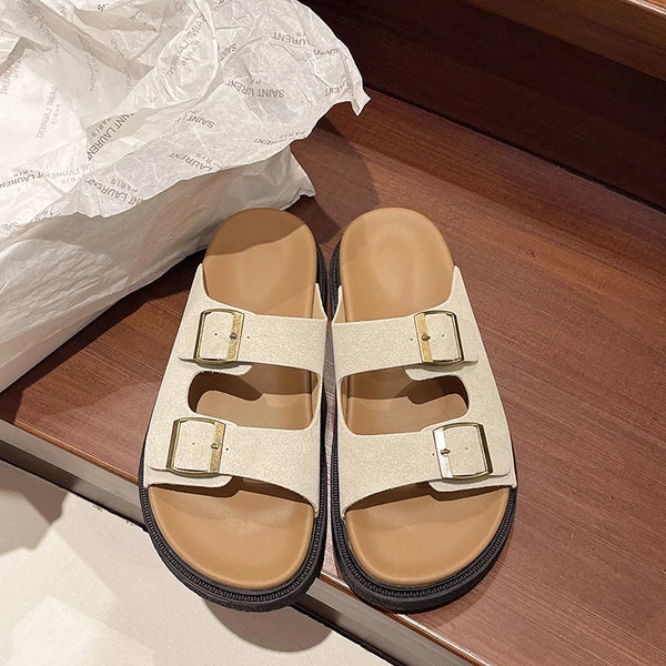 Comfortable Buckle Slide Sandal - Soft Everyday Shoes