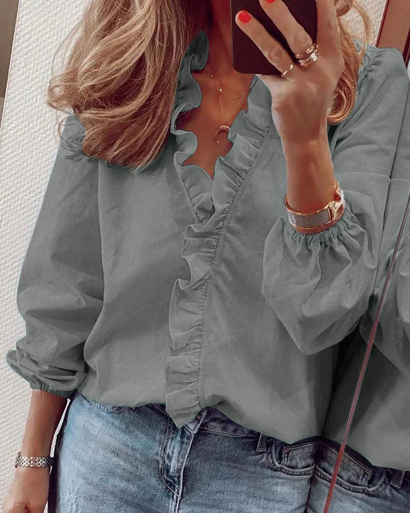 Women's Chiffon Blouse with Flirty Ruffles