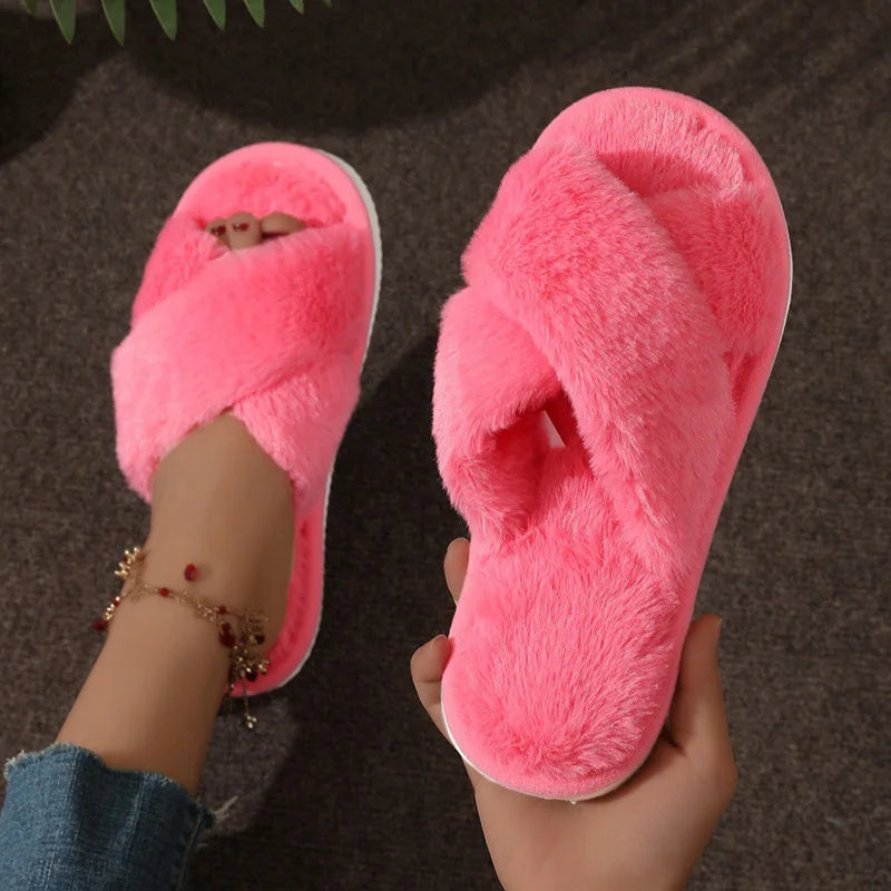 Comfy Women's Slide Sandal Slippers with Cross Straps
