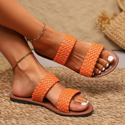 Braided Flat Summer Sandals - Luxivelle