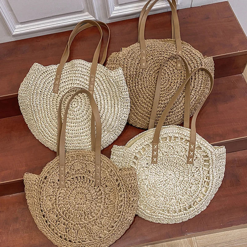 Yogodlns | Large Straw Beach Tote Bag for Women-4