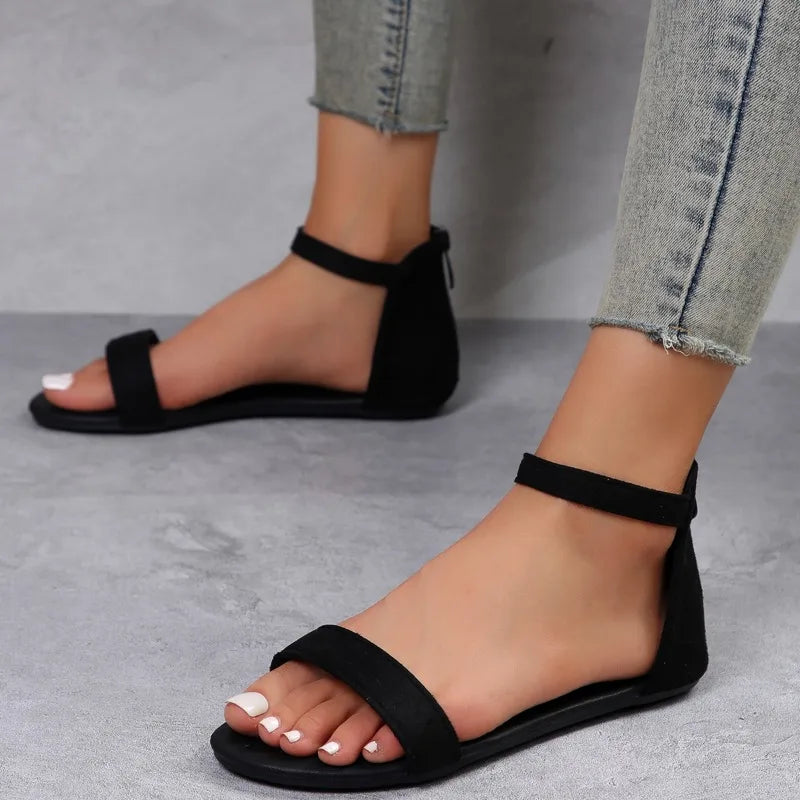 Chic Ladies Summer Heeled Sandals with Back Zip