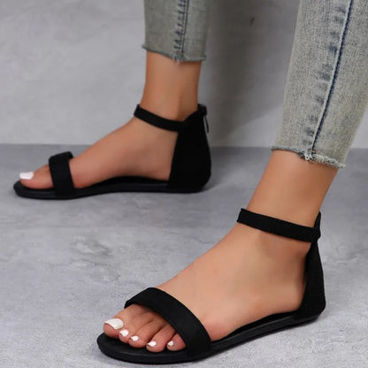 Chic Ladies Summer Heeled Sandals with Back Zip