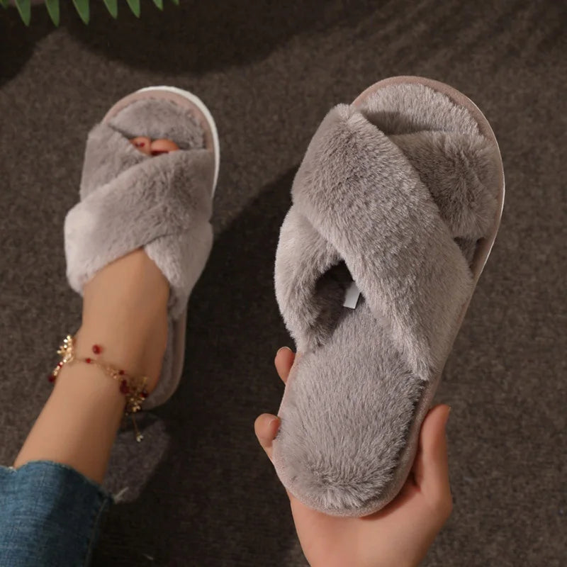Comfy Women's Slide Sandal Slippers with Cross Straps