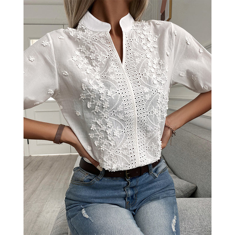 Feminine Low Neck Lace Top