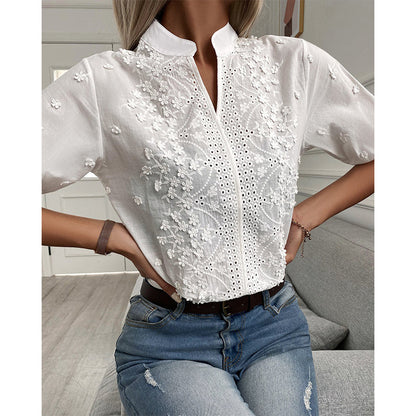 Feminine Low Neck Lace Top
