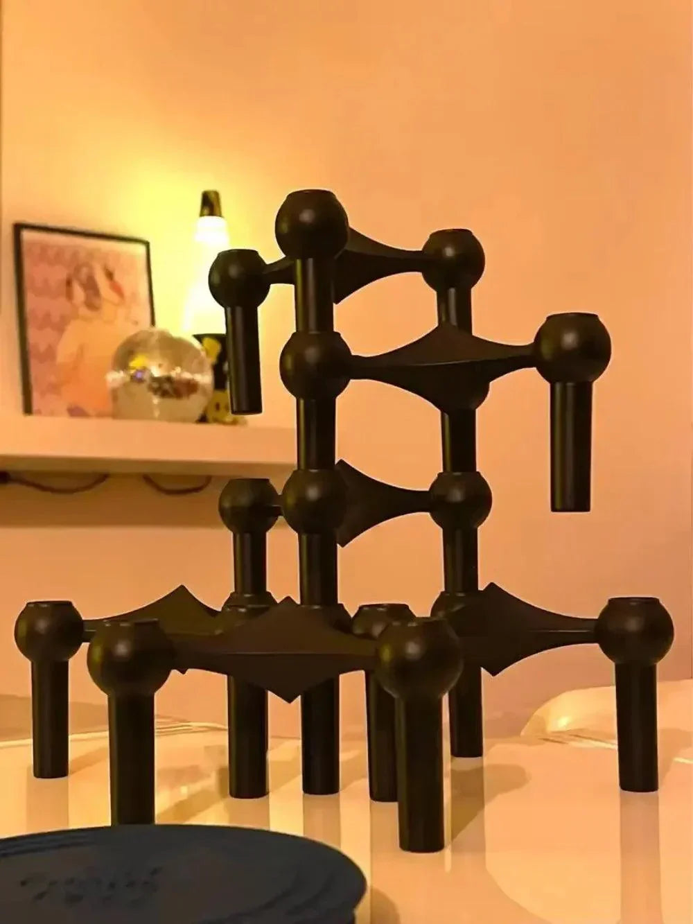 Contemporary Silver Metal Candle Stand