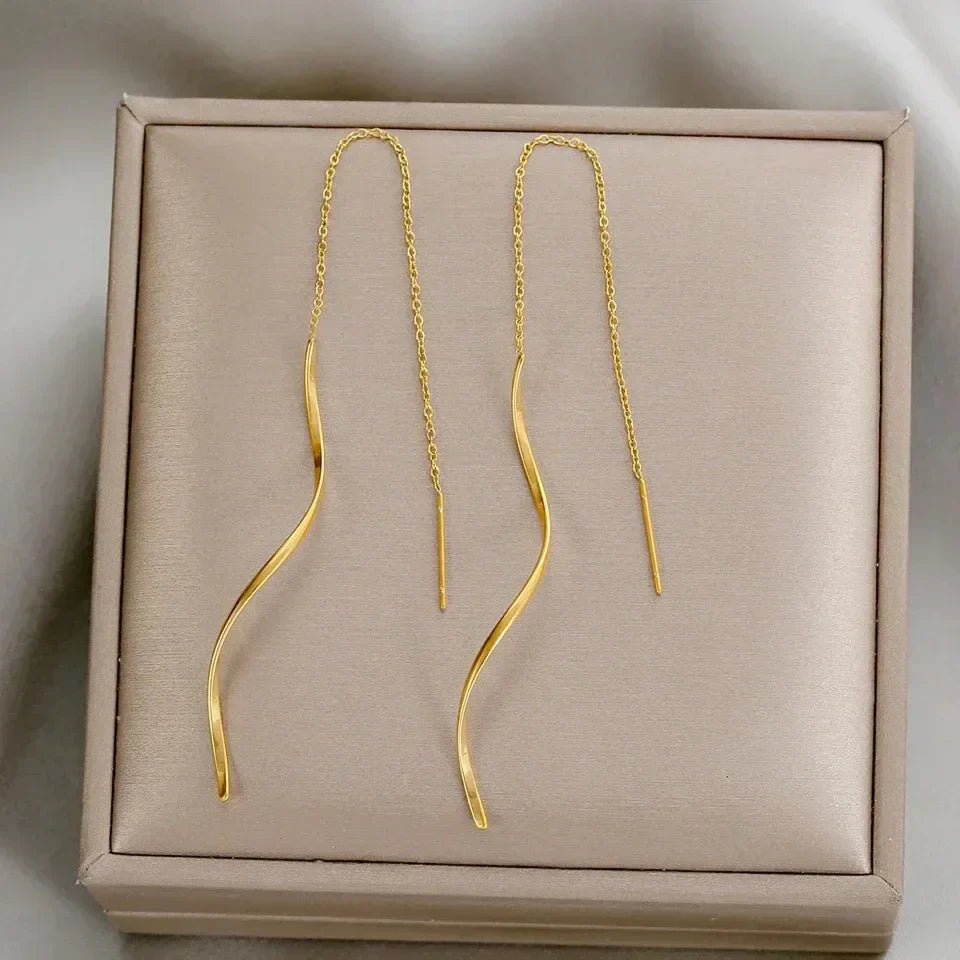 Dangling Wave Drop Earrings