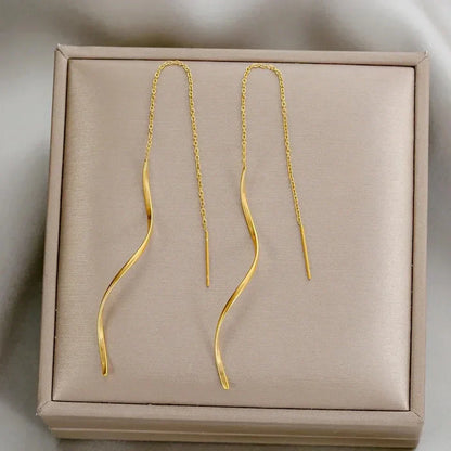 Dangling Wave Drop Earrings