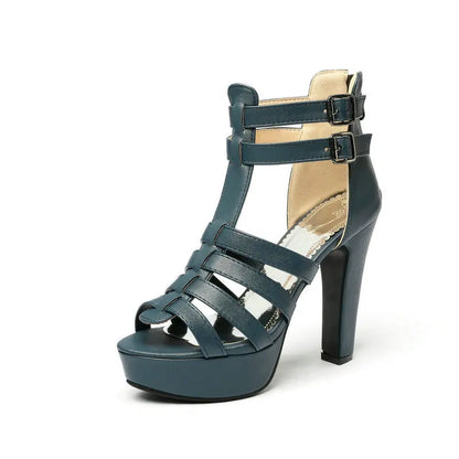 Luxury High Heel Leather Sandals