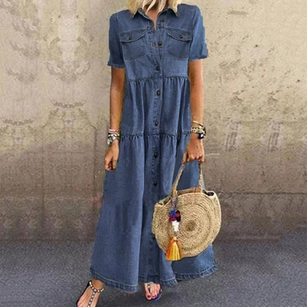 Long Sleeve Flowy Maxi Dress for Ladies - Luxivelle