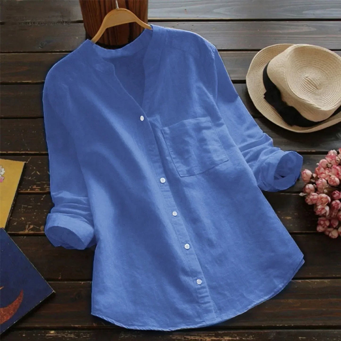 Ladies Classic V-Neck Button Top