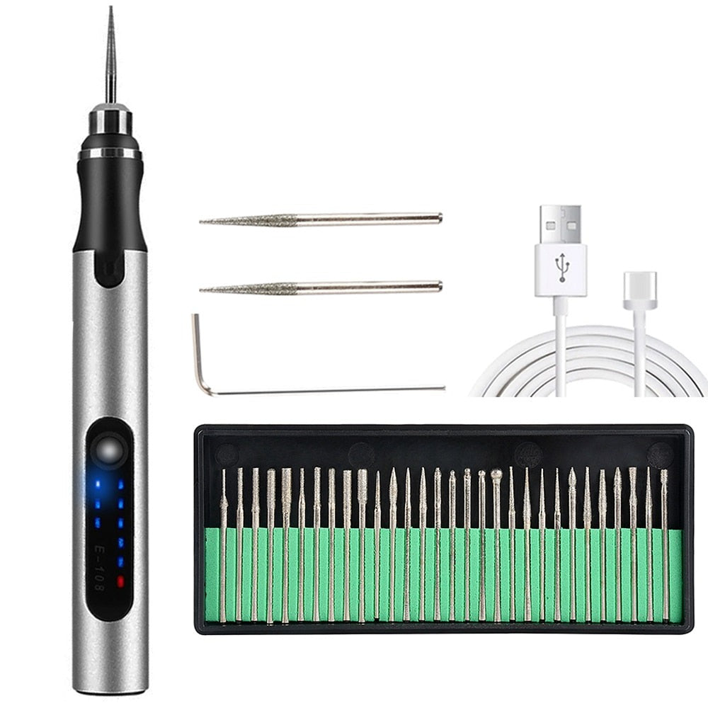 Portable Electric Engraving Tool Kit for Metal and Wood
