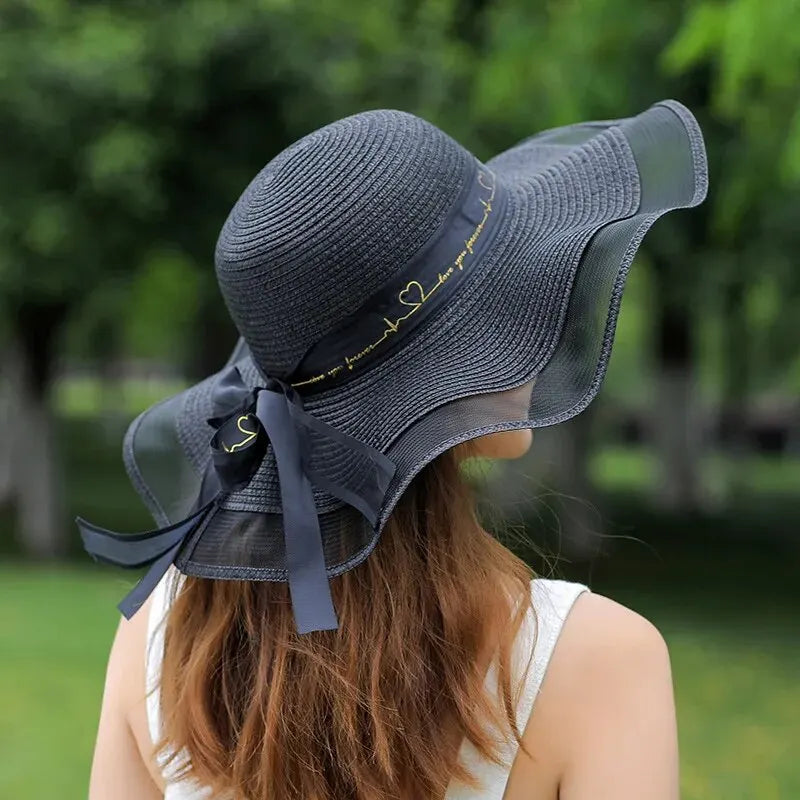 Breezy | Wide Brimmed Straw Beach Hat for Sun Protection-4