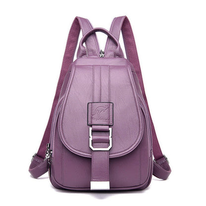 Secure Women's Leather Rucksack - Soft Genuine Sheepskin Backpack