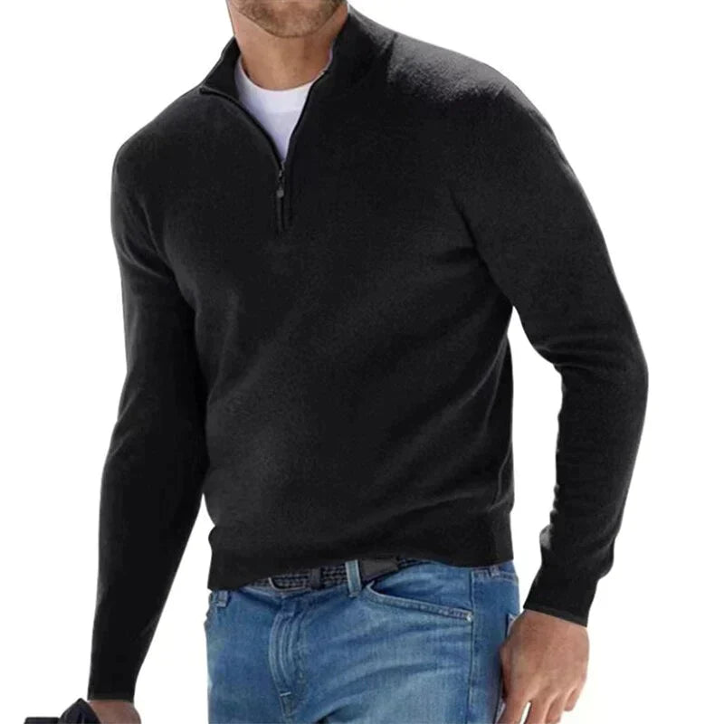 Men's Zip Up Crew Neck Sweater