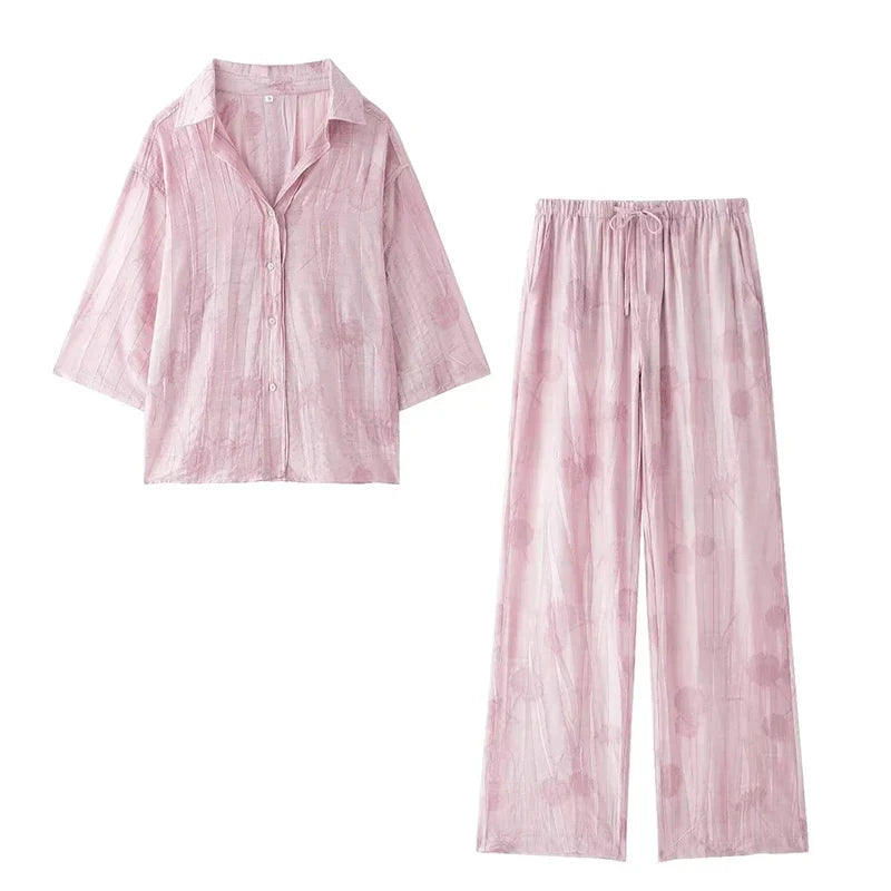 Variant image for Jasmine | Women's Loungewear Set - Casual Chic Print Two Piece Set-2
