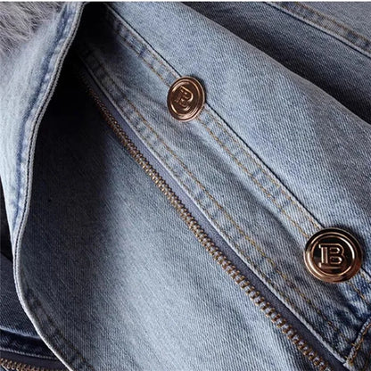 Willow | Faux fur collar denim jacket