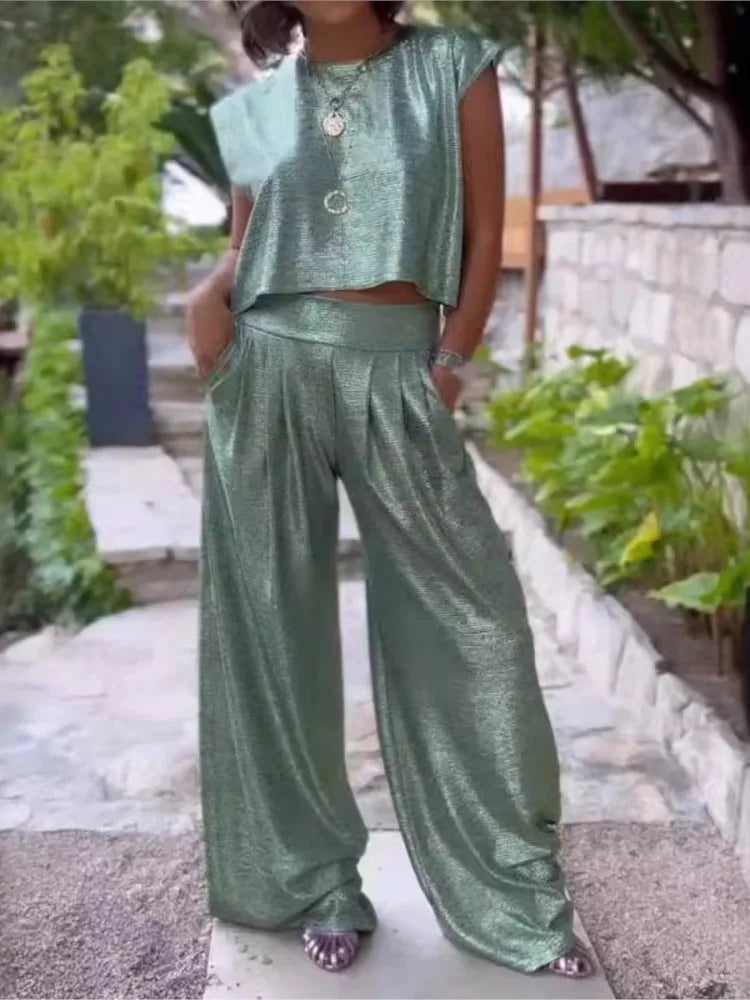 Ladies' Tank Top and Wide Leg Pants Set
