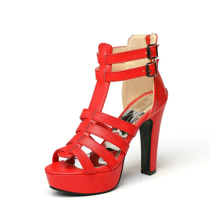 Luxury High Heel Leather Sandals