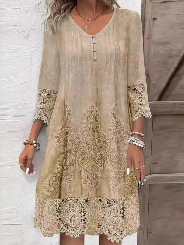 Feminine Crochet Short Sleeve Dress