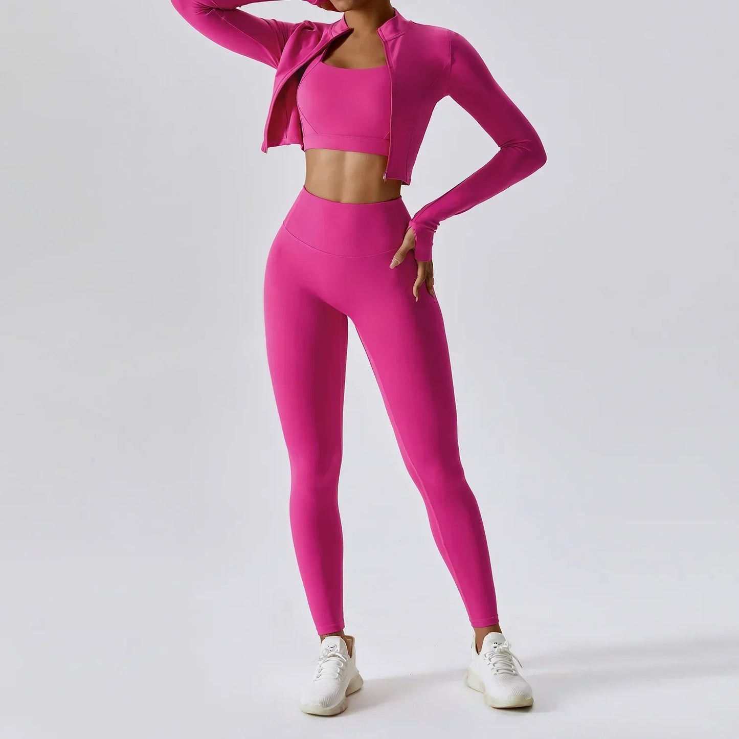 Yoga 3-Piece Outfit Set with Leggings and Top